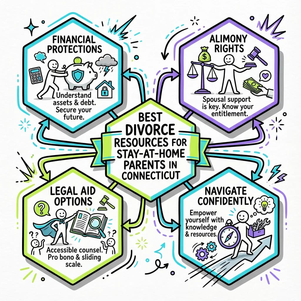 Illustrated guide summarizing the main points about Best Divorce Resources for Stay-at-Home Parents in Connecticut