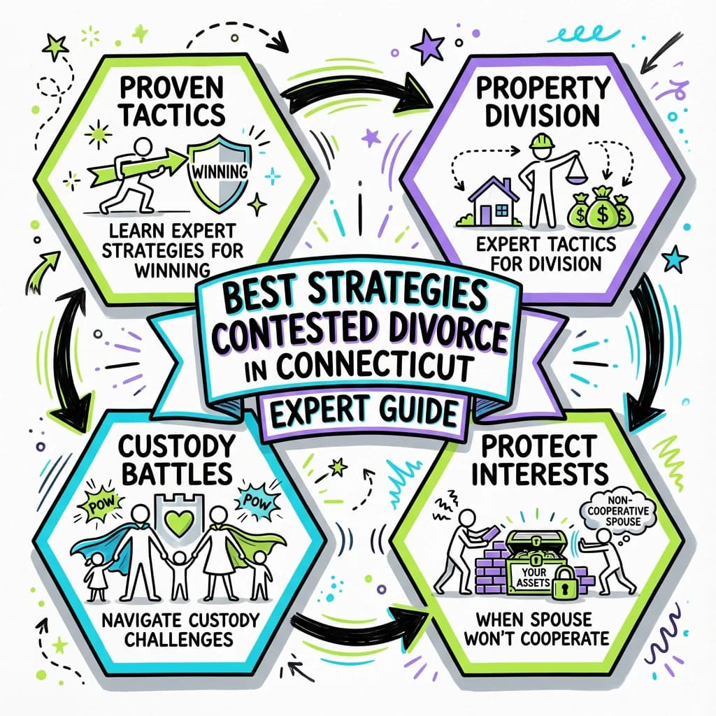 Illustrated guide summarizing the main points about Best Strategies for Contested Divorce in Connecticut | Expert Guide