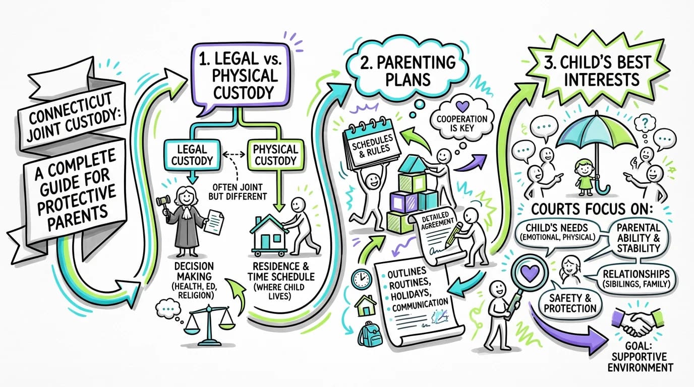 Visual overview showing the key steps and concepts for Connecticut Joint Custody: A Complete Guide for Protective Parents in Connecticut