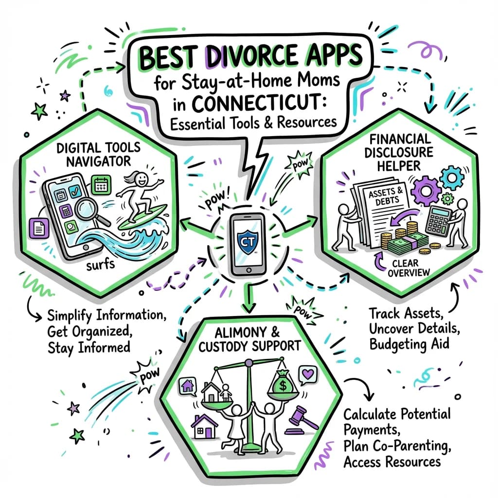 Illustrated guide summarizing the main points about Best Divorce Apps for Stay-at-Home Moms in Connecticut: Essential Tools & Resources
