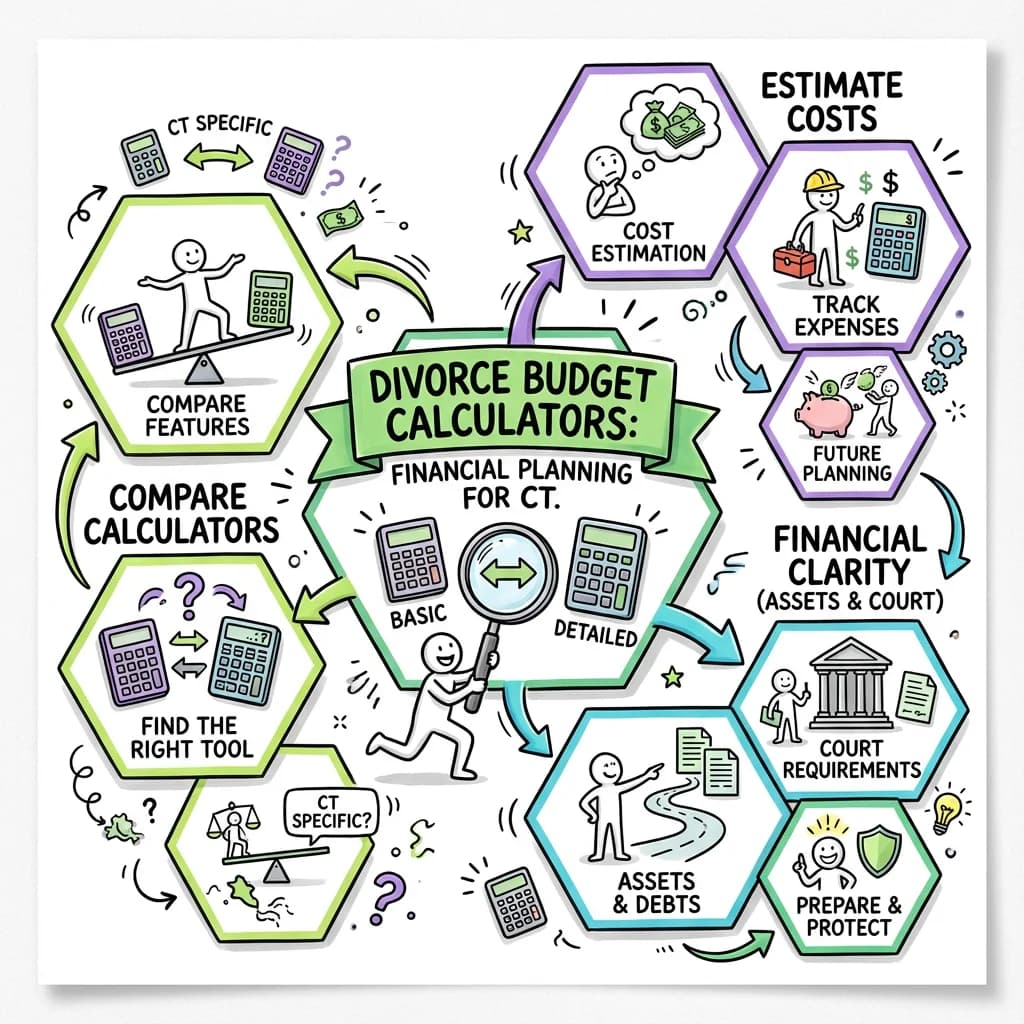 Illustrated guide summarizing the main points about Divorce Budget Calculator Comparison: Choosing the Right Financial Planning Tool in Connecticut