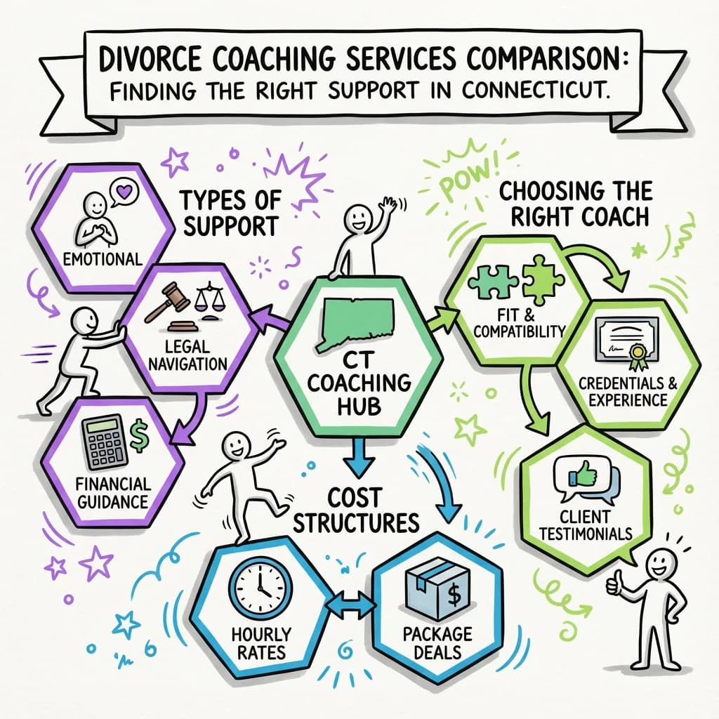 Illustrated guide summarizing the main points about Divorce Coaching Services Comparison: Finding the Right Support in Connecticut
