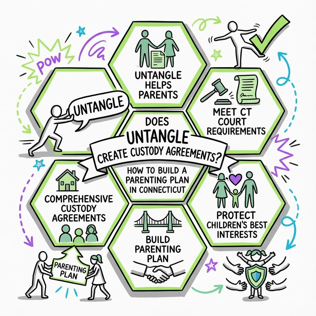 Illustrated guide summarizing the main points about Does Untangle Create Custody Agreements? How to Build a Parenting Plan in Connecticut