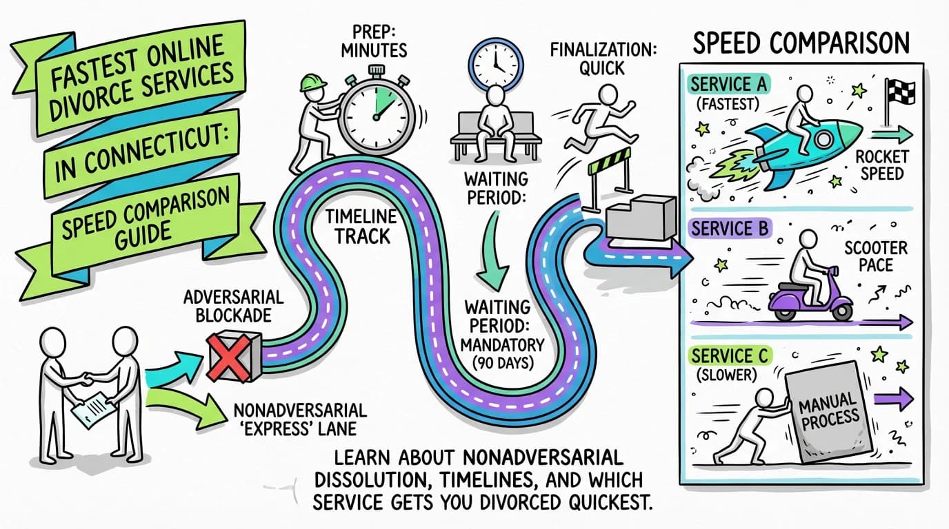 Visual overview showing the key steps and concepts for Fastest Online Divorce Services in Connecticut: Speed Comparison Guide in Connecticut