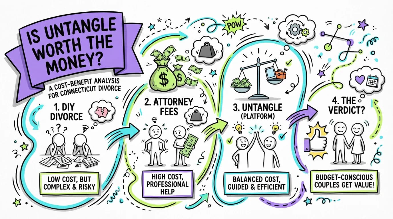 Visual overview showing the key steps and concepts for Is Untangle Worth the Money? A Cost-Benefit Analysis for Connecticut Divorce in Connecticut