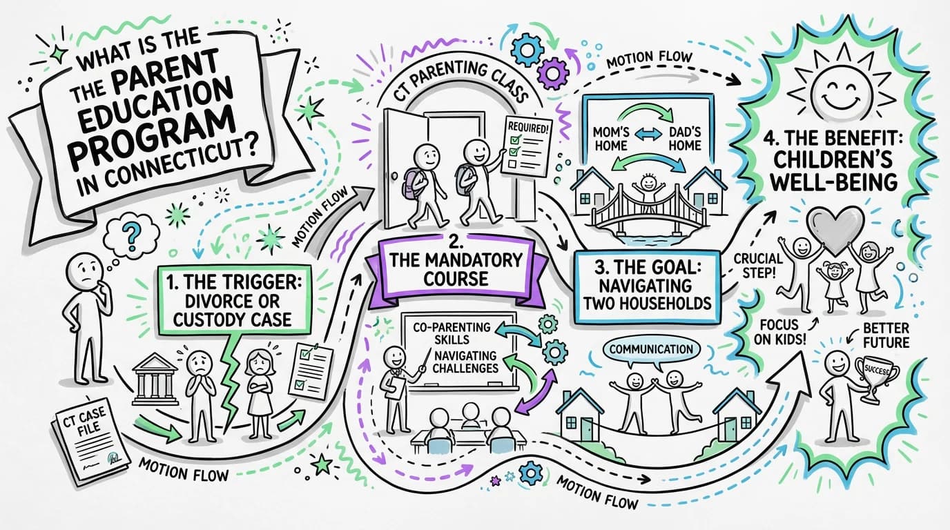 Sketchnote visual guide for What is the parent education program in Connecticut?
